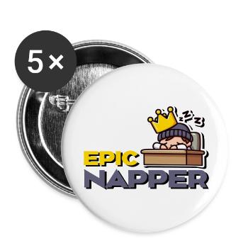 Epic Napper - Funny Cartoon for Late Risers - Buttons small 1''/25 mm (5-pack) - white - Front