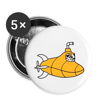 U-Boot Vogel Ente Kapitän Küken Süß Comic Cartoon - Buttons klein 25 mm (5er Pack) - Weiß - Vorne