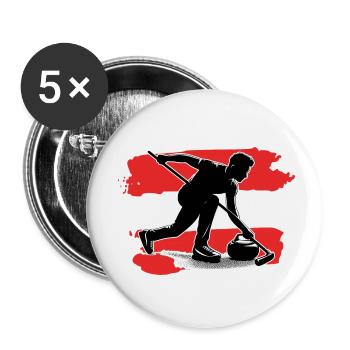 Austria Flag Curling - Buttons small 1''/25 mm (5-pack) - white - Front