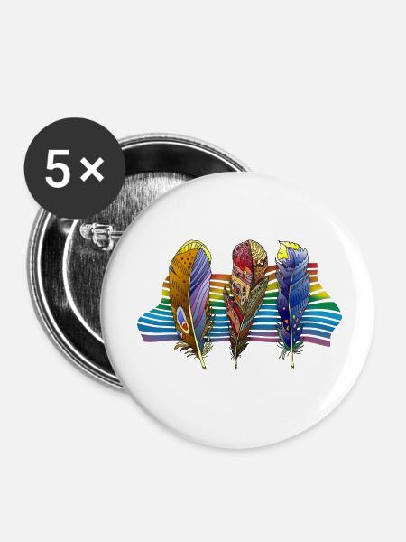 Feder - Buttons klein 25 mm (5er Pack) - Weiß