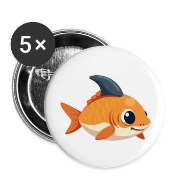 Goldfish with shark fin – Dare to be different - Buttons small 1''/25 mm (5-pack) - white - Front