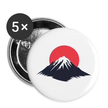 Mountain Drawing, Mountain Logo, Sun - Buttons small 1''/25 mm (5-pack) - white - Front