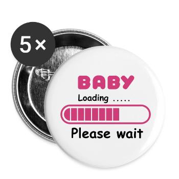 Baby loading - please wait - Lot de 5 petits badges (25 mm) - blanc - Devant
