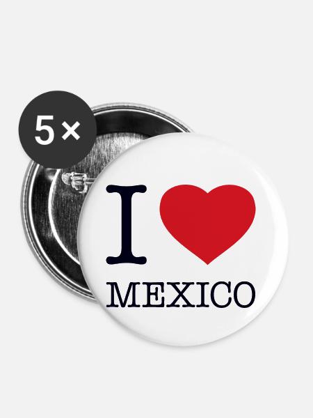 I LOVE MEXICO - Buttons klein 25 mm (5er Pack) - Weiß