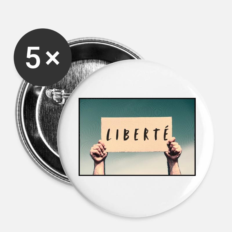 Sign - Freedom - Buttons small 1''/25 mm (5-pack) - white
