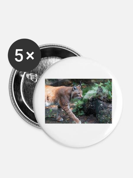 Eurasischer Luchs oder Nördlicher Luchs - Buttons klein 25 mm (5er Pack) - Weiß