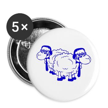 2 mouton lunettes de soleil musique fête DJ équipe amis - Lot de 5 petits badges (25 mm) - blanc - Devant