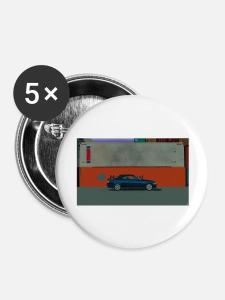Europäischer Oldtimer - Buttons klein 25 mm (5er Pack) - Weiß