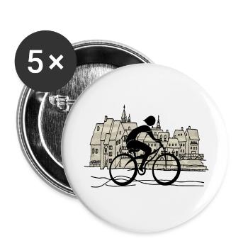 Radfahrer - Buttons klein 25 mm (5er Pack) - Weiß - Vorne