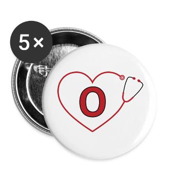 Letter o Stethoscope - Buttons small 1''/25 mm (5-pack) - white - Front