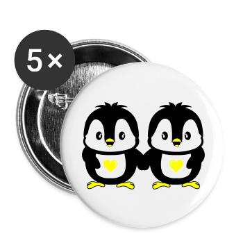 Pingouins Amour mignon - Lot de 5 petits badges (25 mm) - blanc - Devant
