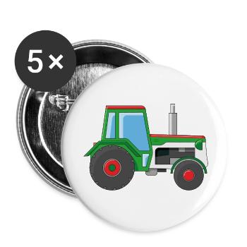Tracteur vert - Lot de 5 petits badges (25 mm) - blanc - Devant