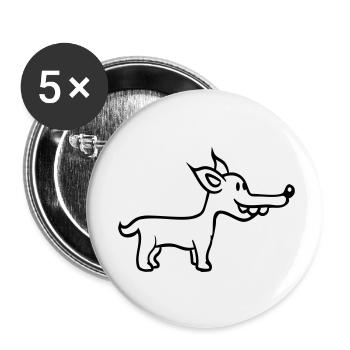 Hund Steht Süß Kleiner Glücklicher Welpe Haustier - Buttons klein 25 mm (5er Pack) - Weiß - Vorne