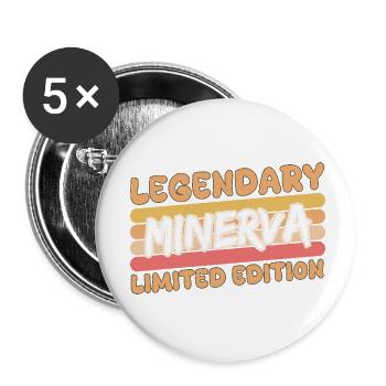 Minerva comme nom - Lot de 5 petits badges (25 mm) - blanc - Devant