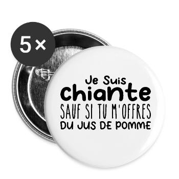 Woman who loves Apple Juice. Funny Design Humor - Buttons small 1''/25 mm (5-pack) - white - Front
