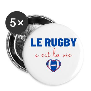 Rugby is life,Rugby,Rugbywoman,Rugbyman - Buttons small 1''/25 mm (5-pack) - white - Front