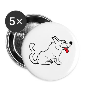 Dear dog sticks out his tongue happily - Buttons small 1''/25 mm (5-pack) - white - Front