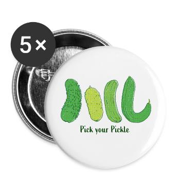 Pick Your Pickle: Green Cucumber Art - Buttons small 1''/25 mm (5-pack) - white - Front