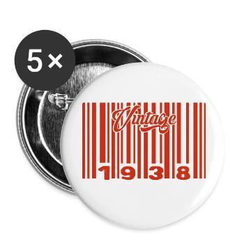 Vintage 1938 Born In 1938 87 Years Bar Code Anniversai - Buttons small 1''/25 mm (5-pack) - white - Front