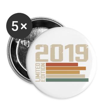 2019 Vintage - Retro 2019 Birthday Gift 2019 - Buttons small 1''/25 mm (5-pack) - white - Front