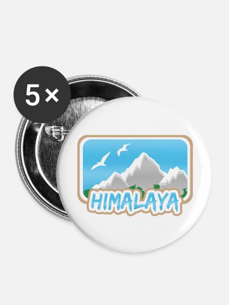 Himalaya als Himalaya - Buttons klein 25 mm (5er Pack) - Weiß
