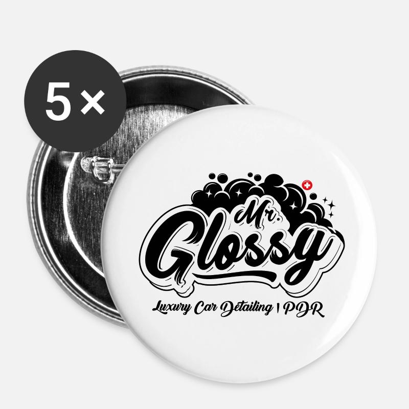 Mr.Glossy with black - Buttons klein 25 mm (5er Pack) - Weiß