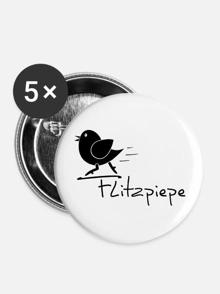 Flitzpiepe - Buttons klein 25 mm (5er Pack) - Weiß