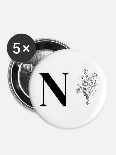 Minimalistische Blumen - Buttons klein 25 mm (5er Pack) - Weiß