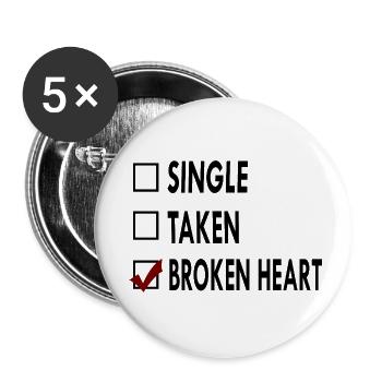 SINGLE noir blanc BROKEN - Lot de 5 petits badges (25 mm) - blanc - Devant
