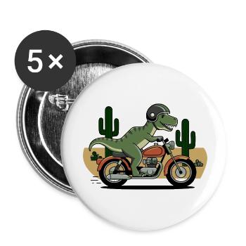 T-Rex on a Motorcycle - Buttons small 1''/25 mm (5-pack) - white - Front