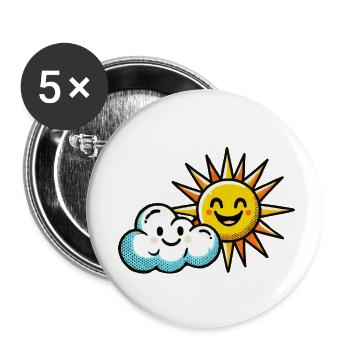 Cloud Sun - Buttons small 1''/25 mm (5-pack) - white - Front