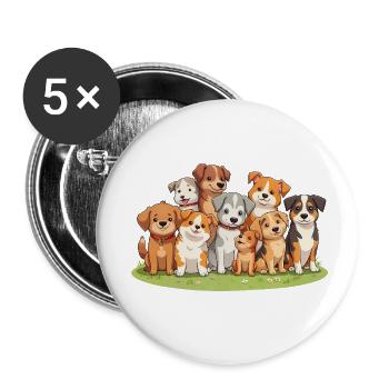 Une meute de chiens - Lot de 5 petits badges (25 mm) - blanc - Devant