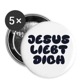 JESUS LOVES YOU - Buttons small 1''/25 mm (5-pack) - white - Front