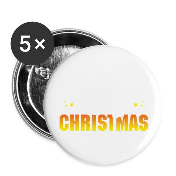 Noël 4 - Lot de 5 petits badges (25 mm) - blanc - Devant