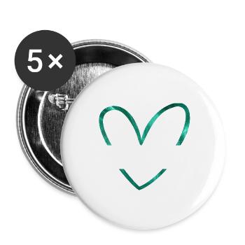 Brautjungfer mit glitzerndem grünem Herz - Buttons klein 25 mm (5er Pack) - Weiß - Vorne