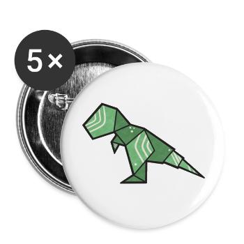 T-Rex Dino Origami Style - Lot de 5 petits badges (25 mm) - blanc - Devant