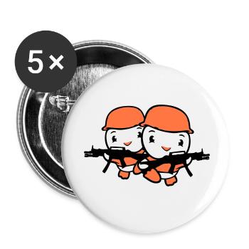 2 Ducks Soldier Army Professional Soldier Helmet Gun Races - Buttons small 1''/25 mm (5-pack) - white - Front