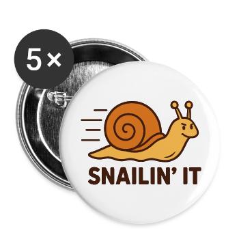Snailin’ It – Determined and Fast - Buttons small 1''/25 mm (5-pack) - white - Front