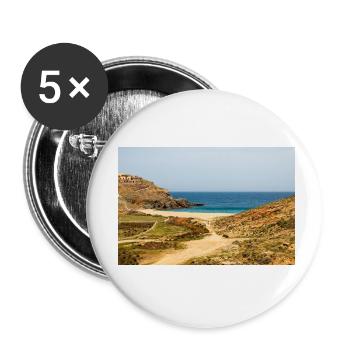 Fokos Strand Mykonos Insel Südägäis - Buttons klein 25 mm (5er Pack) - Weiß - Vorne
