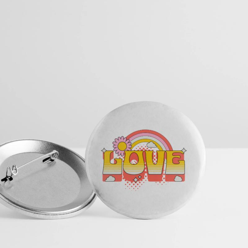 Love Scripture Flower Rainbow Clouds Art Buttons small 1''/25 mm (5-pack)