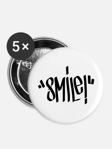 Smile Graffiti Linie - Dees - Buttons klein 25 mm (5er Pack) - Weiß