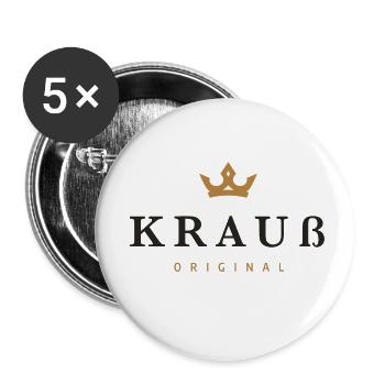 Krauß Original Familienlogo - Buttons klein 25 mm (5er Pack) - Weiß - Vorne