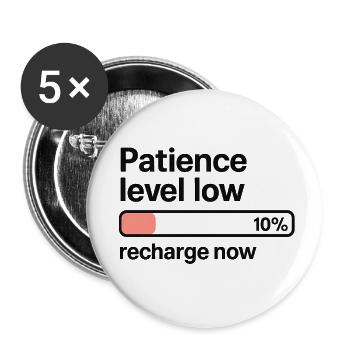 Patience Level Low – Ladebalken T-Shirt - Buttons klein 25 mm (5er Pack) - Weiß - Vorne