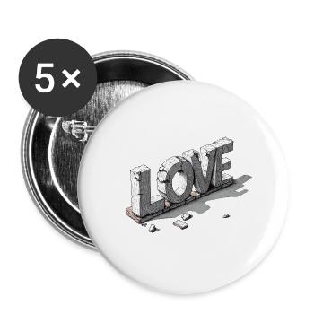 Love Stones - Buttons klein 25 mm (5er Pack) - Weiß - Vorne
