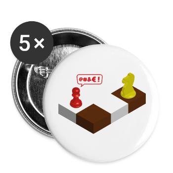 (Schach) Bauer gegen Springer - Buttons klein 25 mm (5er Pack) - Weiß - Vorne