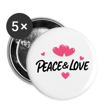 Peace and love - Buttons small 1''/25 mm (5-pack) - white - Front