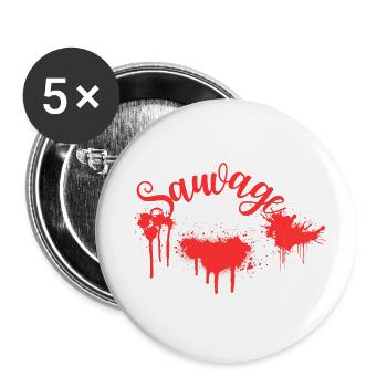 SAUVAGE - Lot de 5 petits badges (25 mm) - blanc - Devant