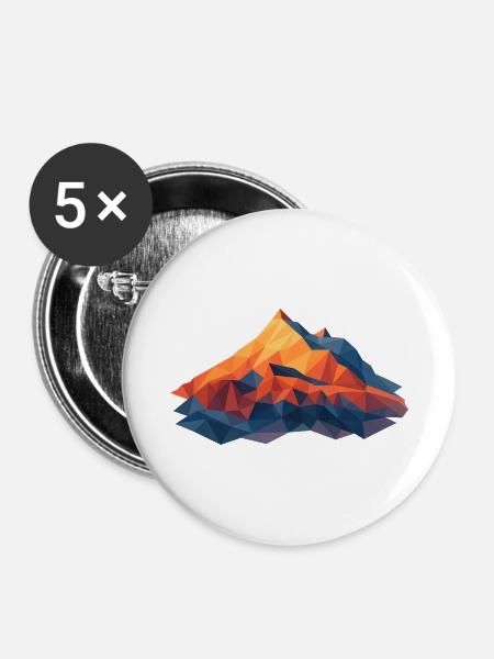 Weisshorn VS 4505m LowPoly - Buttons klein 25 mm (5er Pack) - Weiß