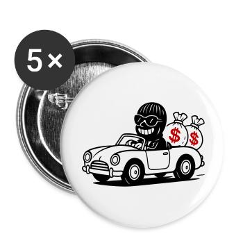 Bank Robber Gangster Funny - Buttons small 1''/25 mm (5-pack) - white - Front