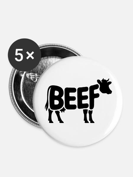 RINDFLEISCH - Cool Meat Logo - Buttons klein 25 mm (5er Pack) - Weiß